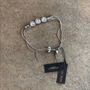 White House Black Market Round/Rectangular Crystal Bracelet (Silver)